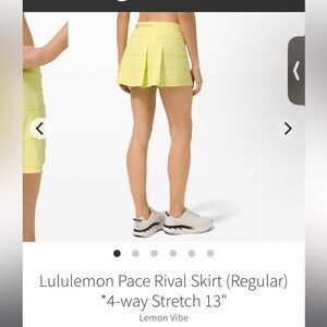 NEW Lululemon Pace Rival Skirt in Lemon Vibe
